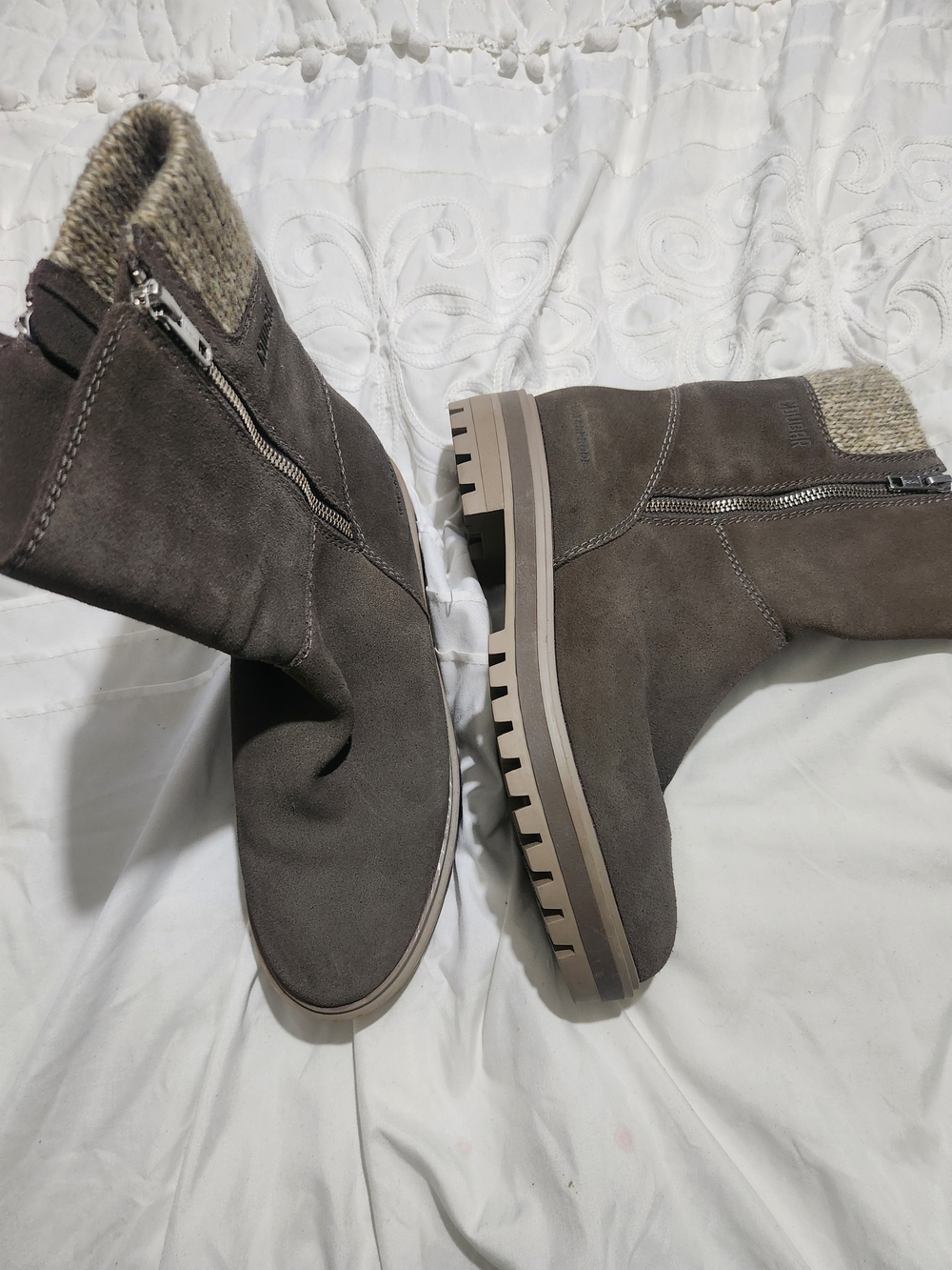Cougar Neptune Waterproof Taupe Suede Ankle Boots with Knit Cuff